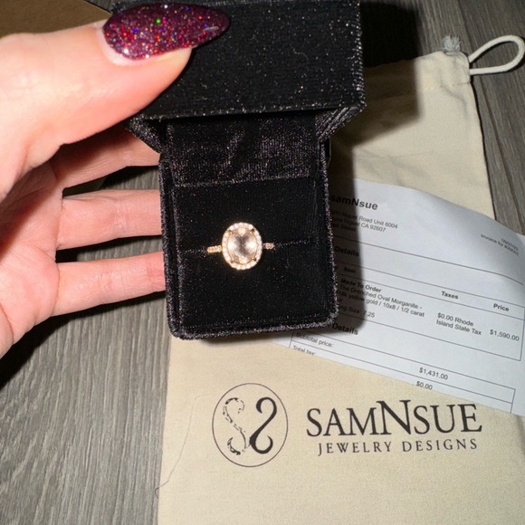 morganite 14k yellow gold diamond ring - Picture 5 of 10